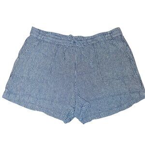 J. Crew Blue and White Drawstring Beach Cover Up Shorts Size Large